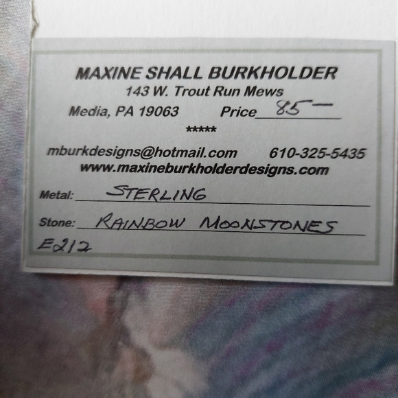 Sterling Silver Rainbow Moonstone Earrings - Picture 2 of 2